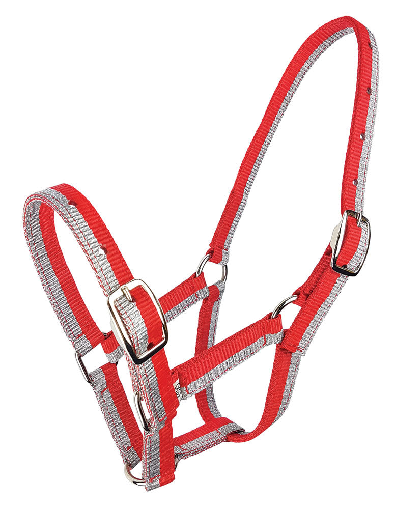 Foal Headstall Sparkle Small Pony Size Red & Silver