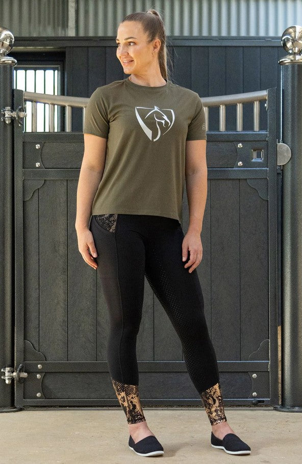 Tights Bare Equestrian Performance Riding Black & Rose Gold [:extra Small]