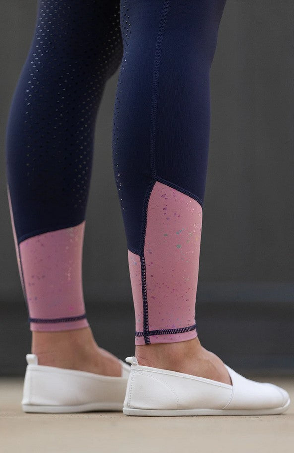Tights Bare Equestrian Performance Riding Youth Navy & Pink Galaxy [:6-8]