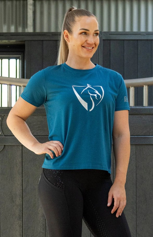 Tee Shirt Bare Equestrian Silver Logo Petrol [:small]