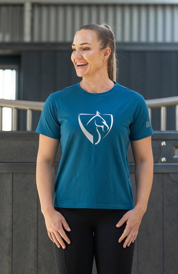 Tee Shirt Bare Equestrian Silver Logo Petrol [:small]