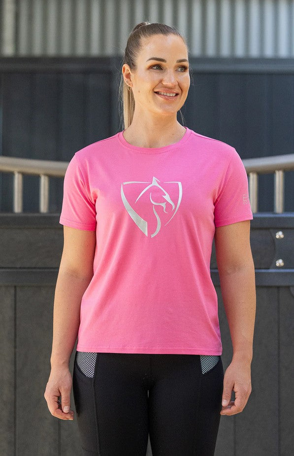 Tee Shirt Bare Equestrian Silver Logo Barbie Pink