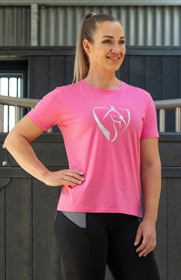 Tee Shirt Bare Equestrian Silver Logo Barbie Pink [:small]