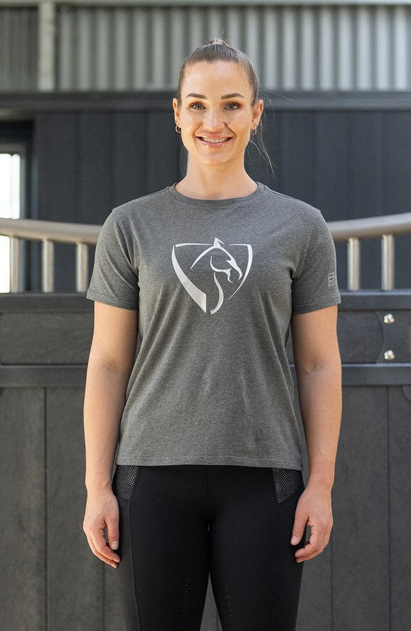 Tee Shirt Bare Equestrian Silver Logo Dark Grey [:small]