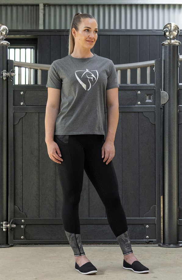 Tee Shirt Bare Equestrian Silver Logo Dark Grey [:small]