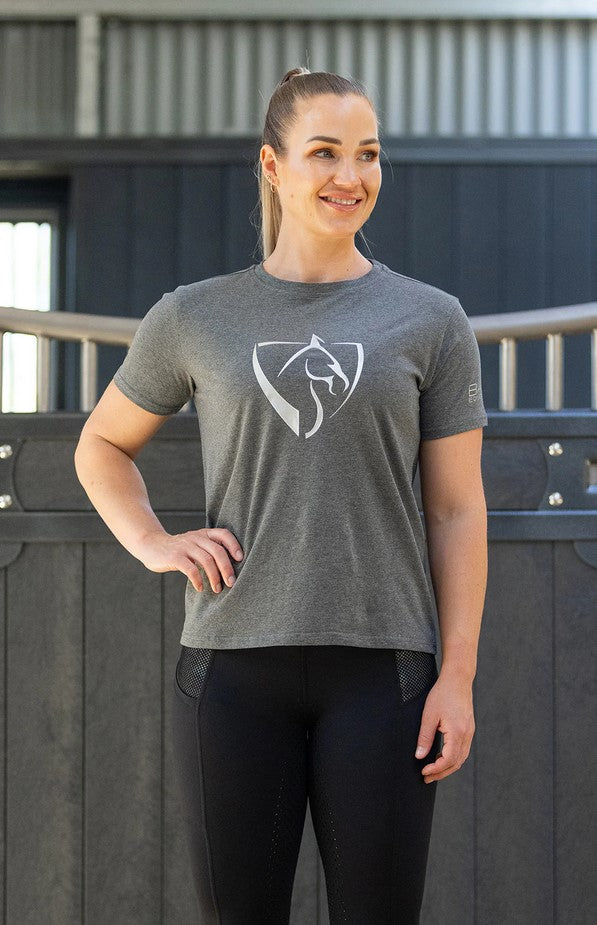 Tee Shirt Bare Equestrian Silver Logo Dark Grey [:small]