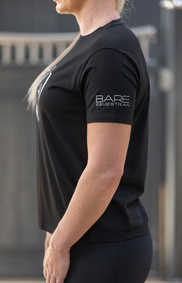 Tee Shirt Bare Equestrian Silver Logo Black [:small]
