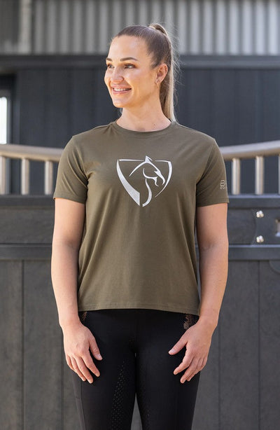 Tee Shirt Bare Equestrian Silver Logo Military