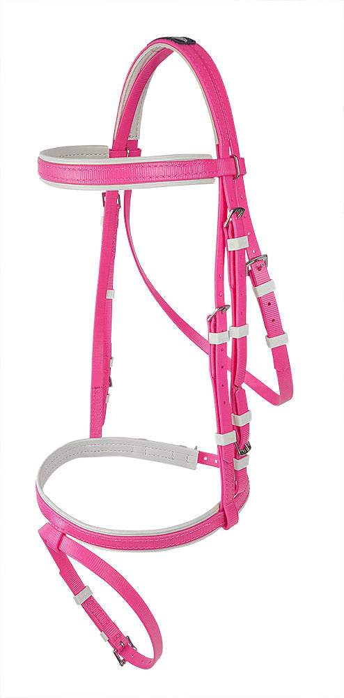 Bridle Head & Hanoverian No Rein Pvc Pink & White Trim [:full]