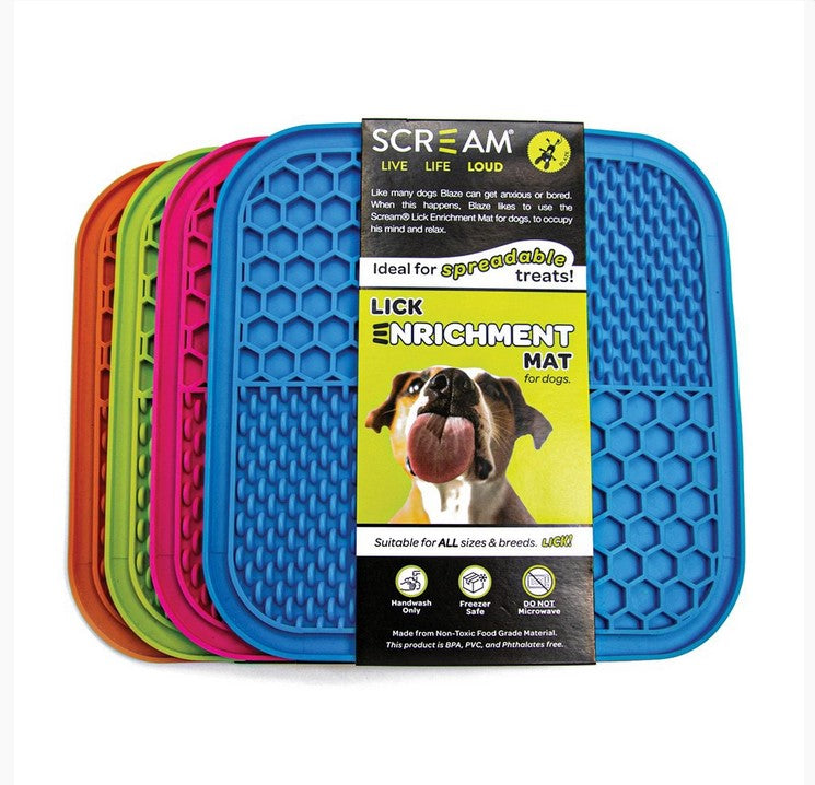 Lick Mat Scream Square Non Skid Base Blue