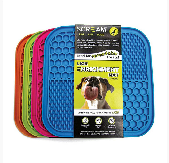 Lick Mat Scream Square Non Skid Base Blue