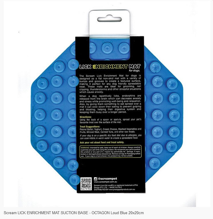Lick Mat Scream Octagon Suction Base Blue