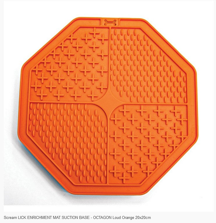 Lick Mat Scream Octagon Suction Base Orange