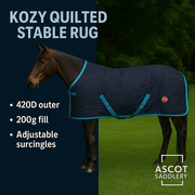 Kozy Quilted Stable Rug 420d 200gm Fill Navy & Teal [:5'0"]