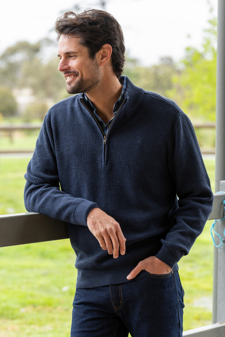 Jumper Thomas Cook Ryan 1/4 Zip Petrol Mens [:medium]