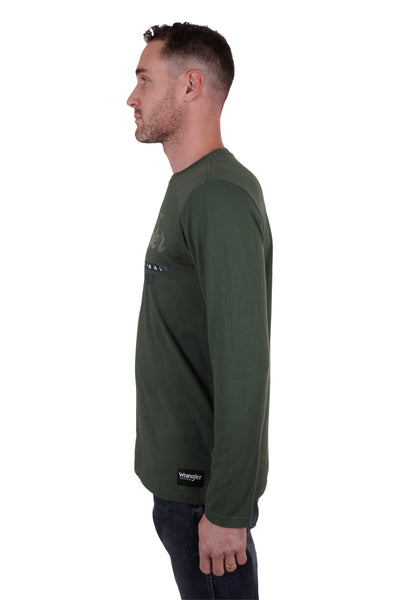 Tee Shirt Wrangler Farrell Long Sleeve Cypress Mens [:medium]