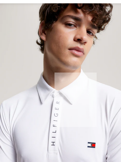 Polo Top Tommy Hilfiger Harlem Logo Short Sleeve Optic White Mens [:medium]