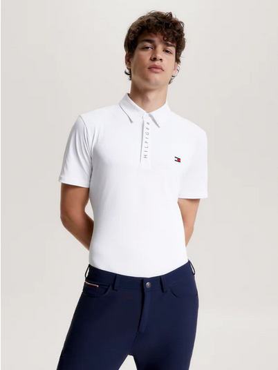 Polo Top Tommy Hilfiger Harlem Logo Short Sleeve Optic White Mens [:medium]