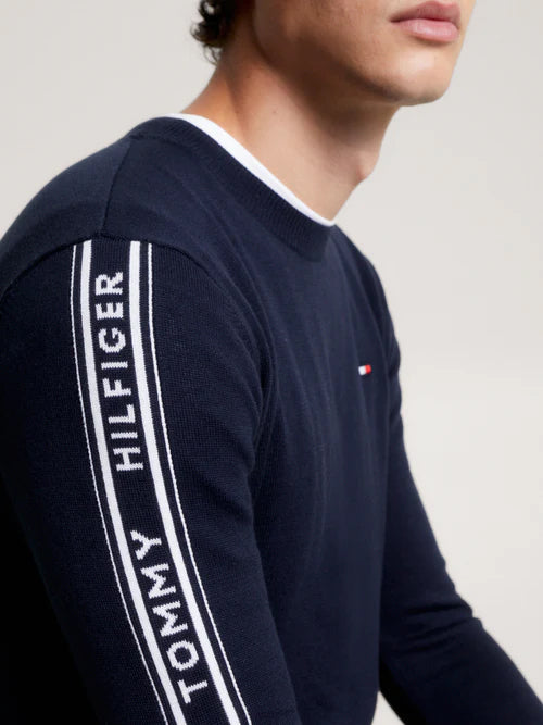 Sweater Tommy Hilfiger Seattle Jacquard Logo Desert Sky Mens [:medium]
