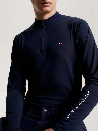 Training Top Tommy Hilfiger Wellington Long Sleeve 1/4 Zip Desert Sky Mens [:medium]