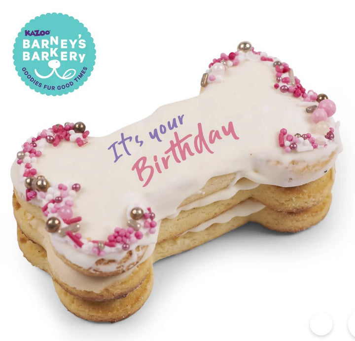 Kazoo Treat Dog Fun Birthday Bone Cake Pink
