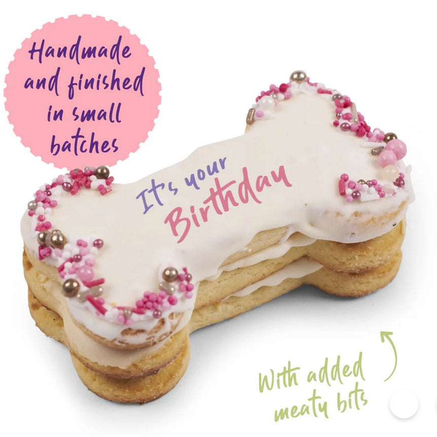 Kazoo Treat Dog Fun Birthday Bone Cake Pink