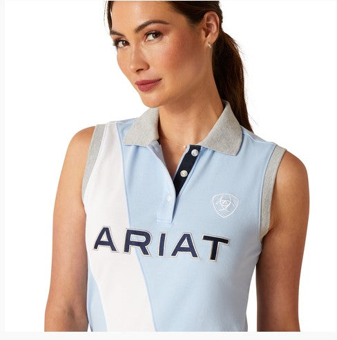 Polo Top Ariat Taryn Sleeveless S24 Chambray Blue Ladies [:extra Small]