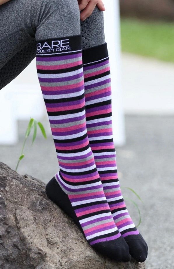 Socks Bare Equestrian Cotton Youth Lilac & Grey