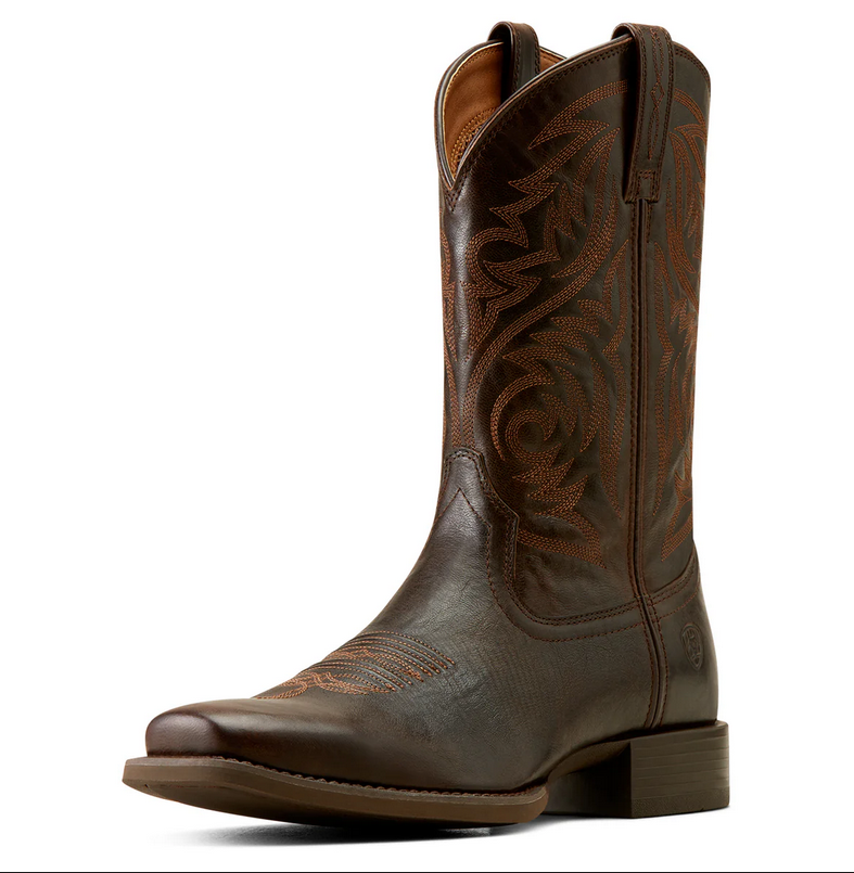Western Boots Ariat Herdsman Square Toe Burnished Chocolate Mens [:8.0]