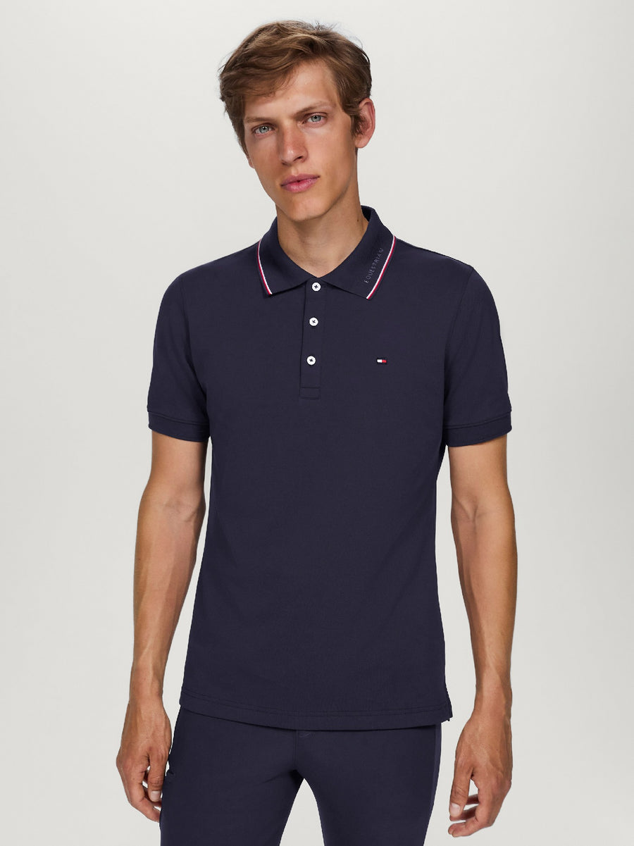 Polo Top Tommy Hilfiger Harrison Pique  Short Sleeve Desert Sky Mens [:medium]