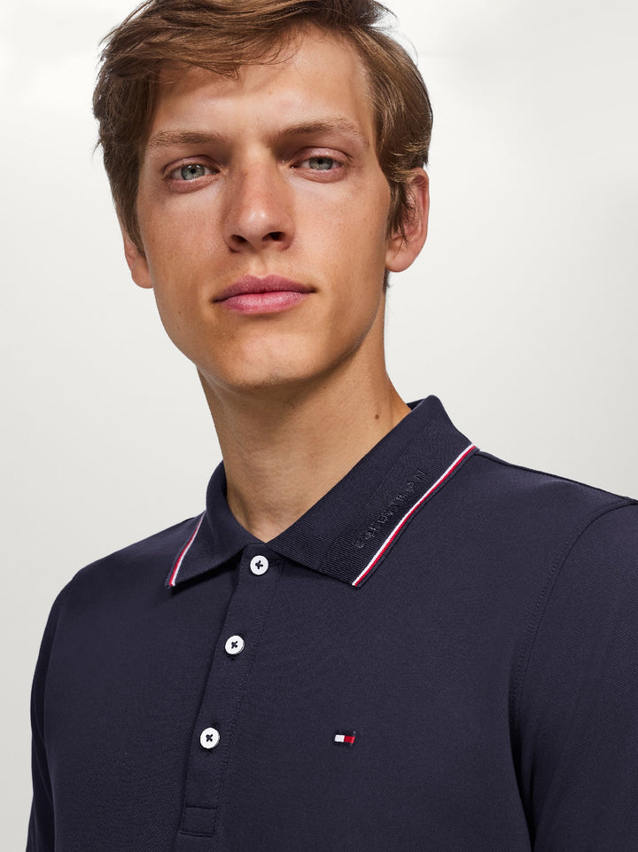 Polo Top Tommy Hilfiger Harrison Pique  Short Sleeve Desert Sky Mens [:medium]