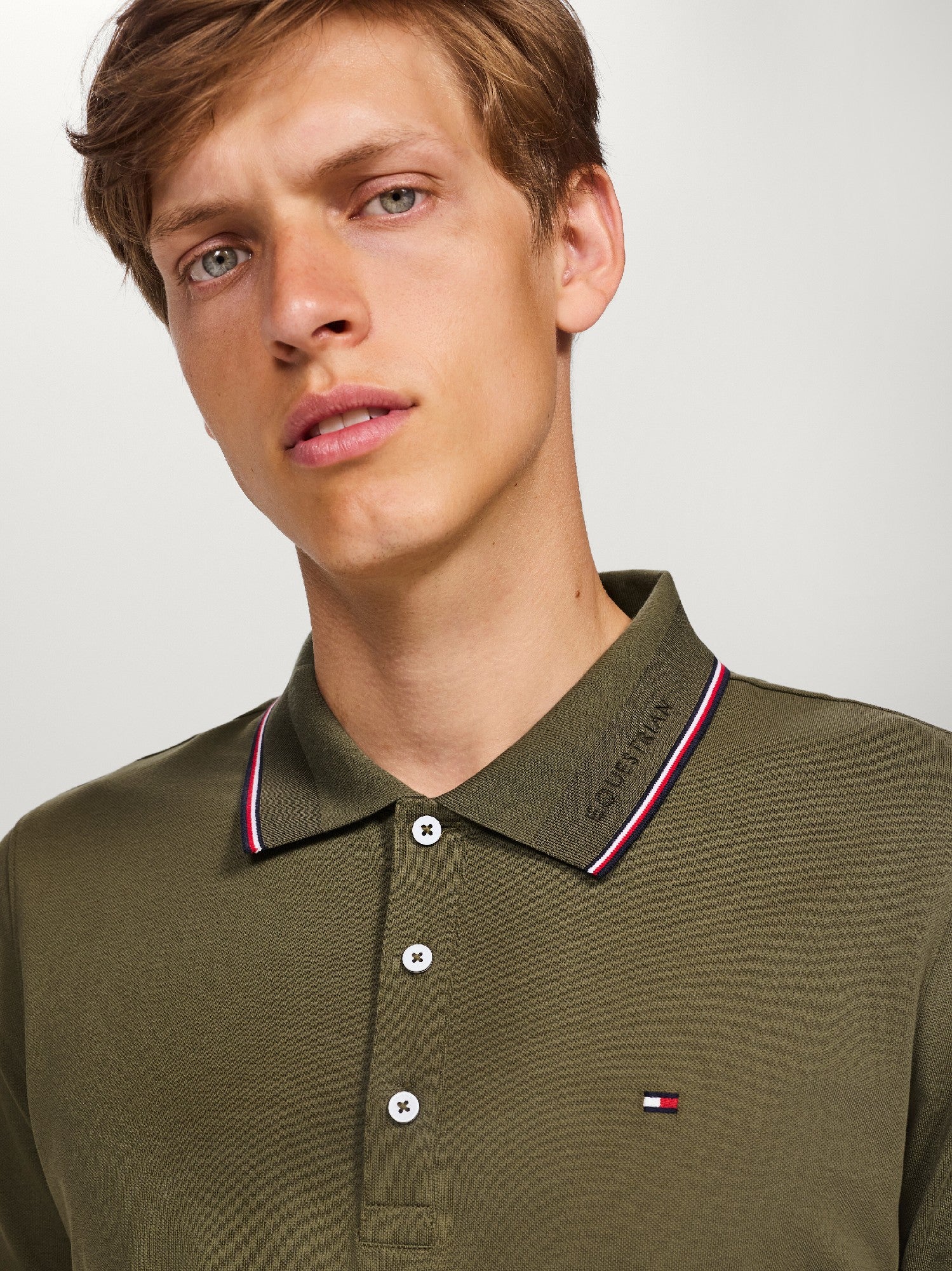 Polo Top Tommy Hilfiger Harrison Pique  Short Sleeve Utility Olive Mens [:medium]