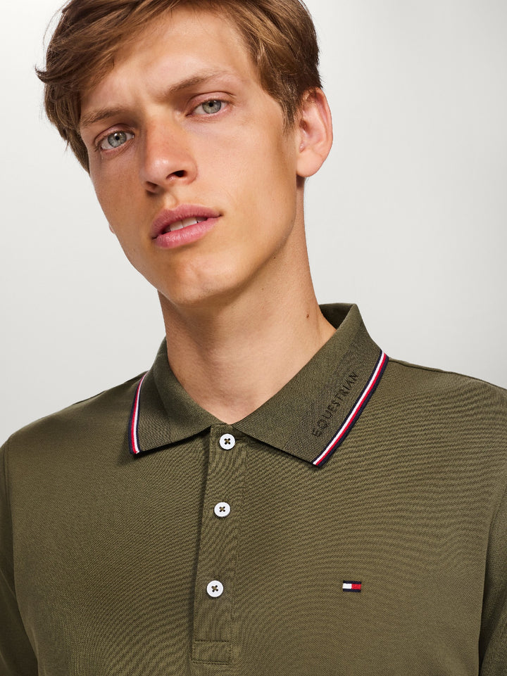 Polo Top Tommy Hilfiger Harrison Pique  Short Sleeve Utility Olive Mens [:medium]
