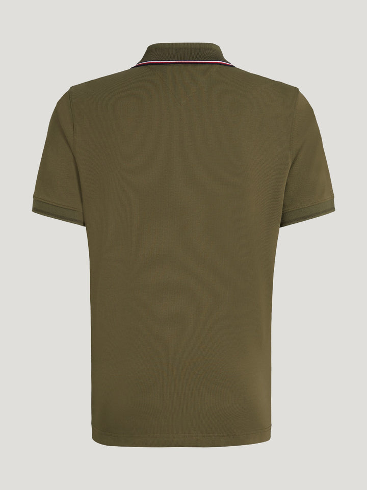 Polo Top Tommy Hilfiger Harrison Pique  Short Sleeve Utility Olive Mens [:medium]