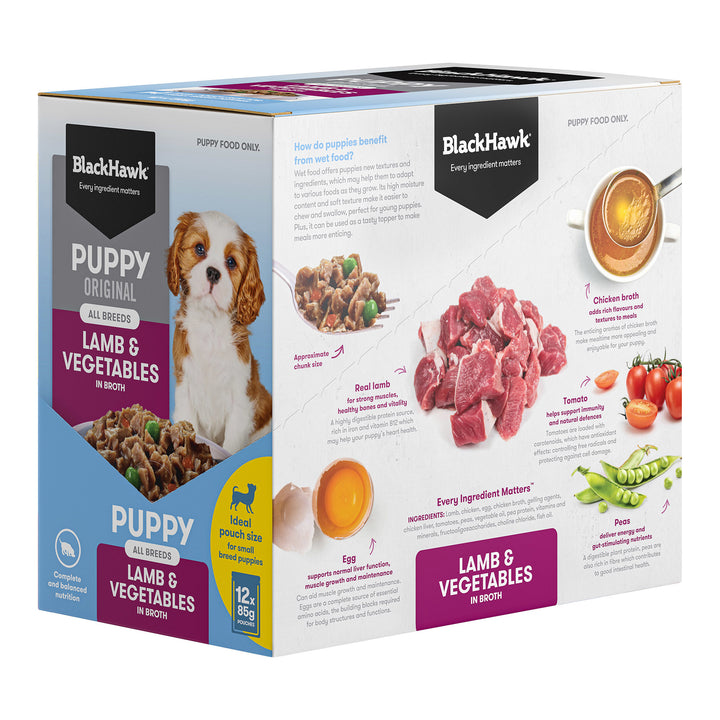 Blackhawk Dog Wet Pouch Puppy Lamb & Vegetables 85gm Box Of 12