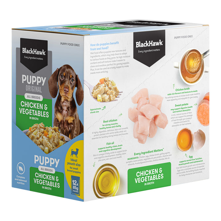 Blackhawk Dog Wet Pouch Puppy Chicken & Vegetables 85gm Box Of 12