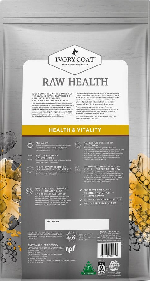 Ivory Coat Raw Health Dog Adult Health & Vitality 10kg