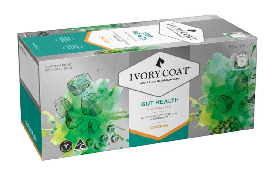Ivory Coat Raw Inspired Wet Dog Adult Gut Health 100gm Box Of 9