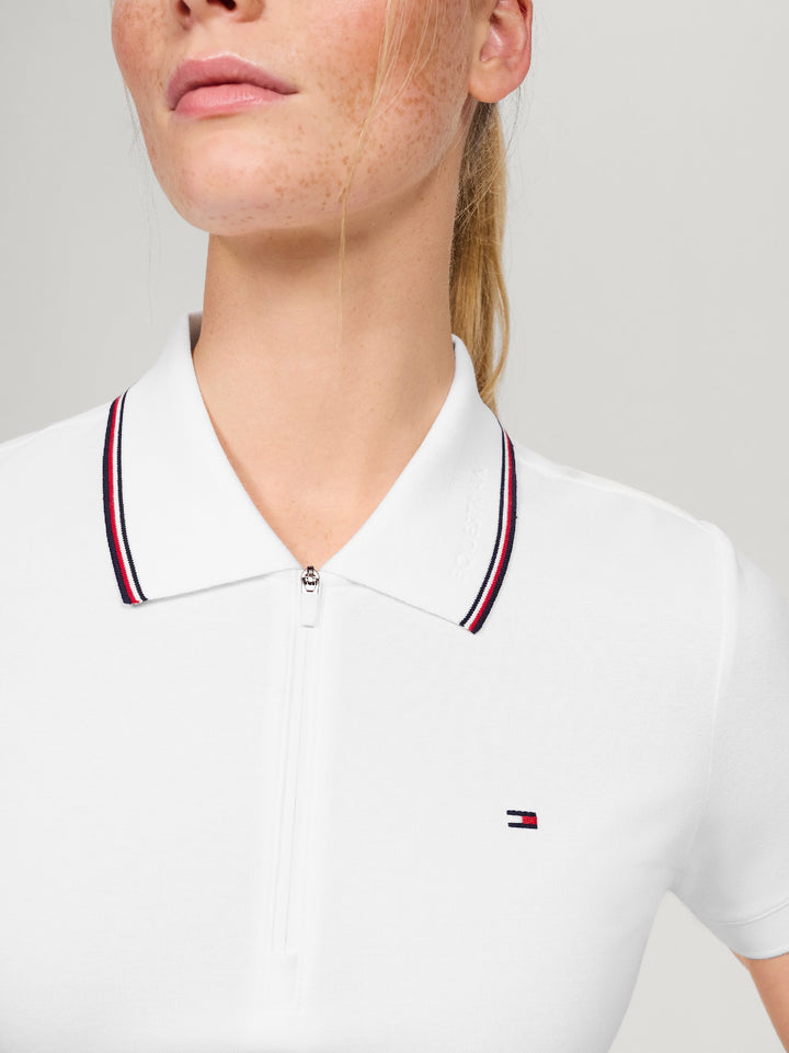 Polo Top Tommy Hilfiger Camden 1/4 Zip Short Sleeve Optic White [:small]