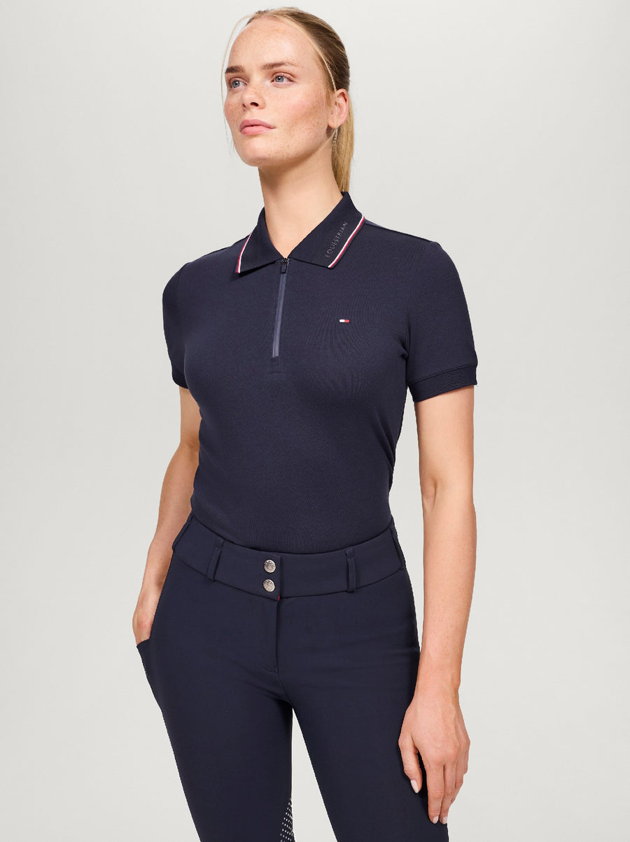 Polo Top Tommy Hilfiger Camden 1/4 Zip Short Sleeve Desert Sky [:large]