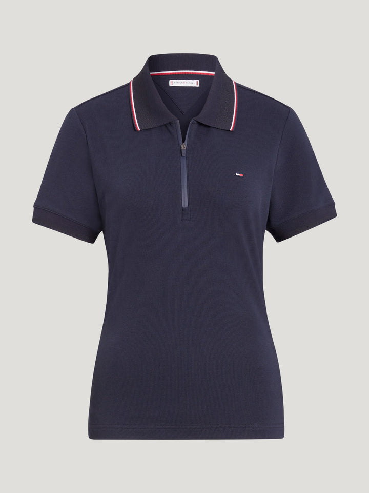Polo Top Tommy Hilfiger Camden 1/4 Zip Short Sleeve Desert Sky [:large]