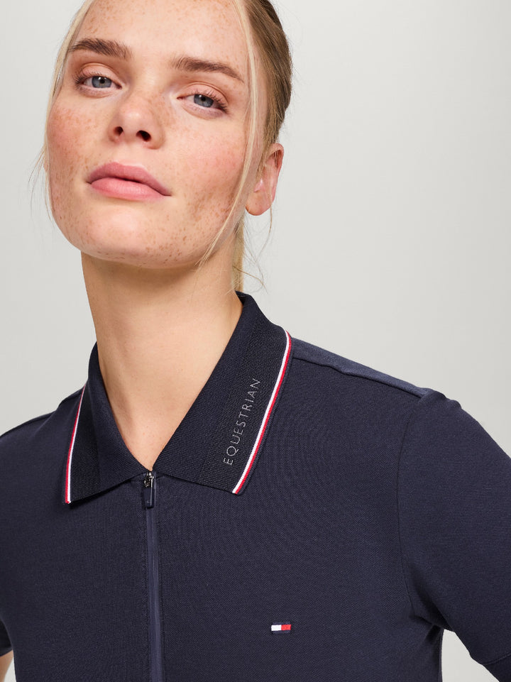 Polo Top Tommy Hilfiger Camden 1/4 Zip Short Sleeve Desert Sky [:large]