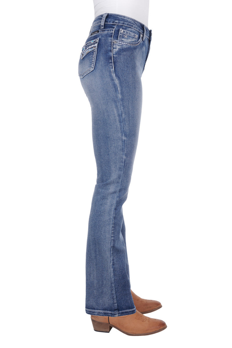 Jeans Pure Western Jemma High Waisted Bootcut 32 Leg Moonshine [:8]