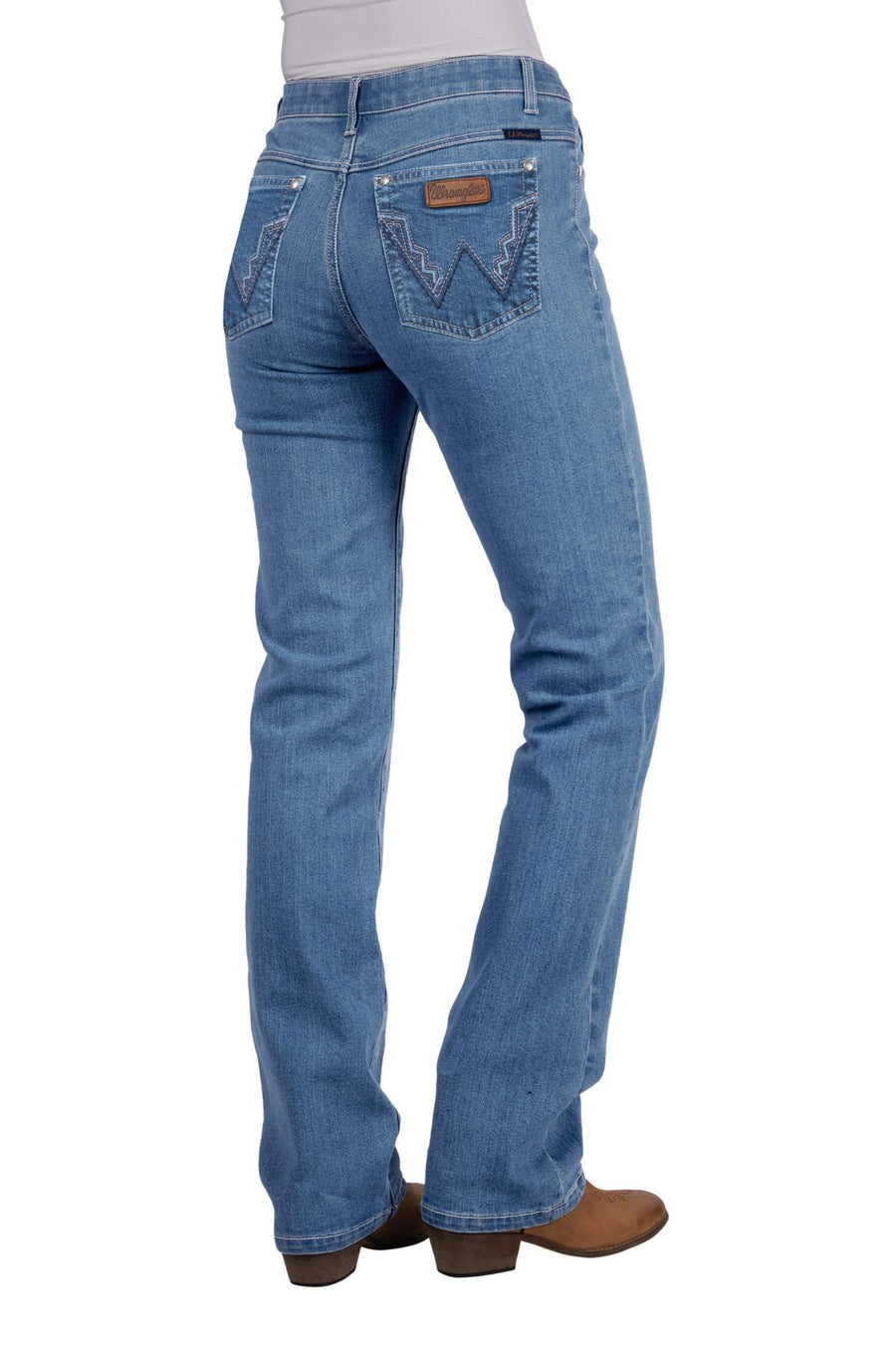 Jeans Wrangler Chara Midrise Bootcut Willow Faded Blue Ladies [:3]