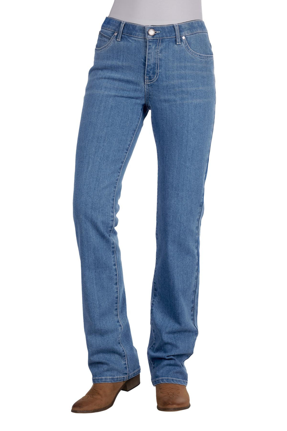 Jeans Wrangler Chara Midrise Bootcut Willow Faded Blue Ladies [:3]