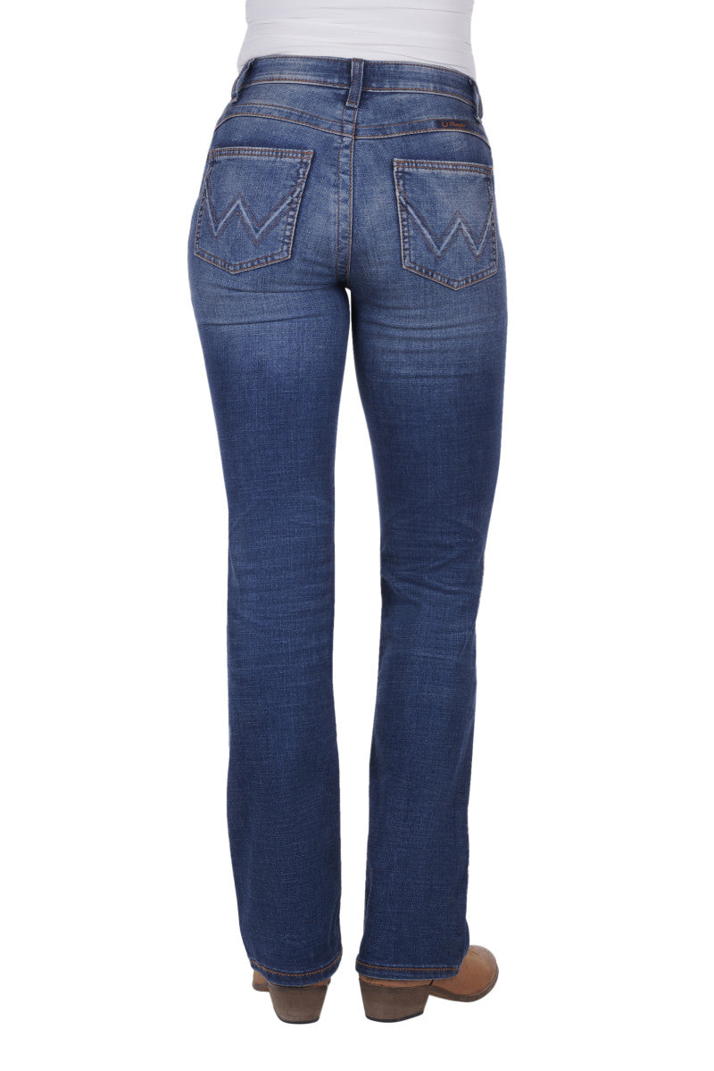 Jeans Wrangler Rebecca Ultimate Midrise Bootcut Willow 34inch Leg Ladies [:3]