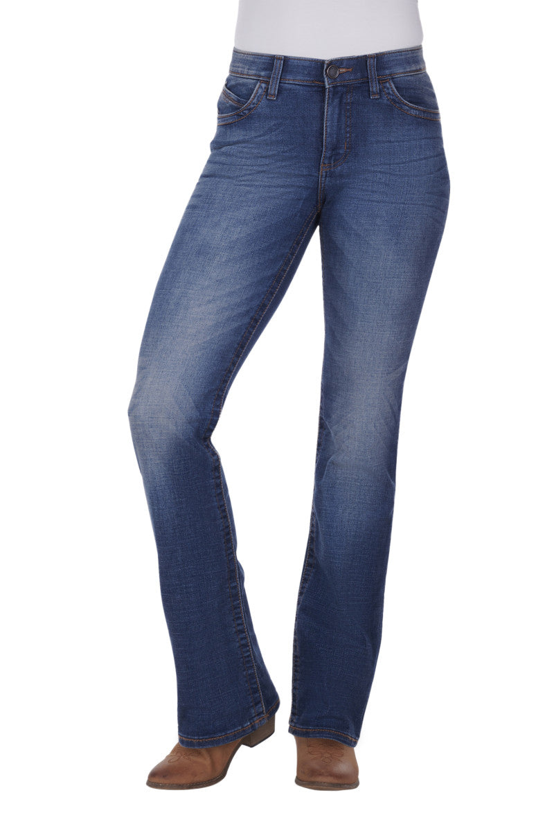 Jeans Wrangler Rebecca Ultimate Midrise Bootcut Willow 34inch Leg Ladies [:3]