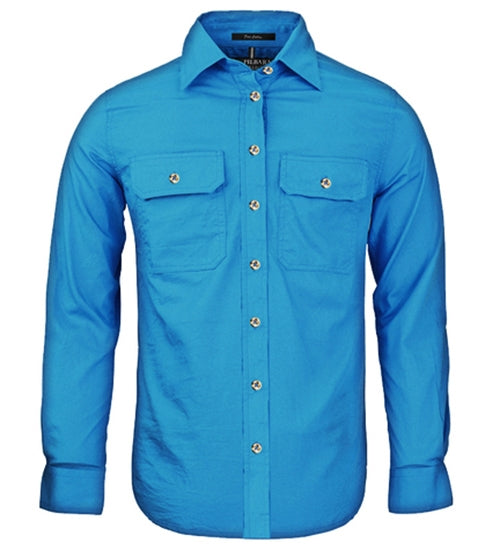 Shirt Pilbara Open Front Long Sleeve Azure Ladies [:8]