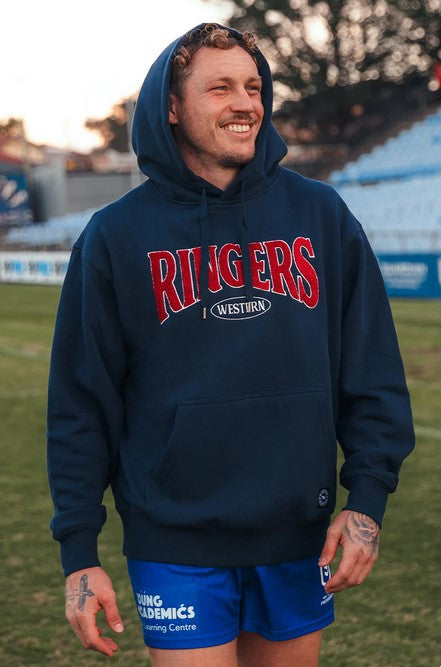 Hoodie Ringers Daylesford  Fleece Navy/white Mens [:medium]