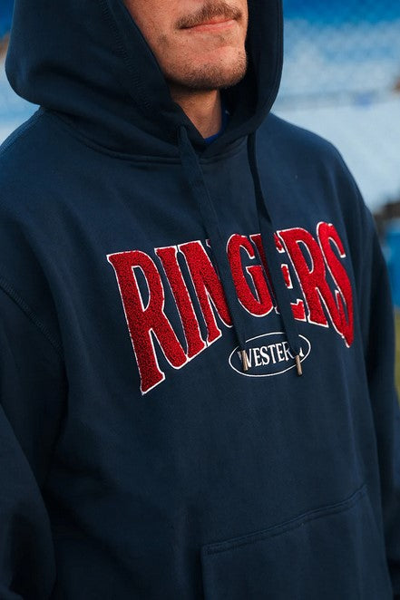 Hoodie Ringers Daylesford  Fleece Navy/white Mens [:medium]